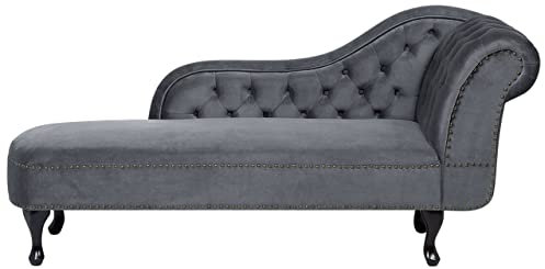 Beliani Retro Chaiselongue Samtstoff rechtsseitig grau Nimes