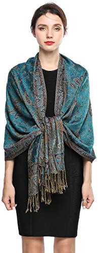 EASE LEAP Women Pashmina Scarves Oversized Silky Winter Scarf Reversible Paisley Shawl for Ladies Blanket Large Wraps