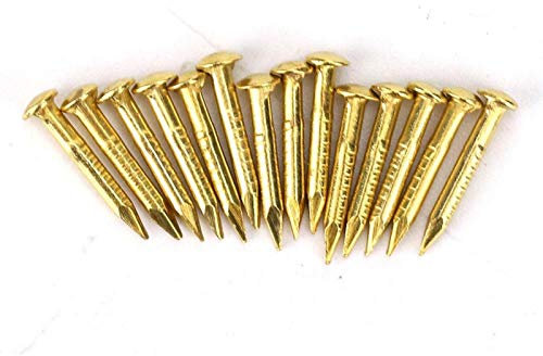 Clavo de Latón, 100 Piezas Clavos Dorados de Cabeza Redonda Clavos de Pared de Latón 10 Mm / 15 Mm / 18 Mm / 22 Mm para Madera, para Espejo de Marco de Imagen Colgante(Length 10mm)