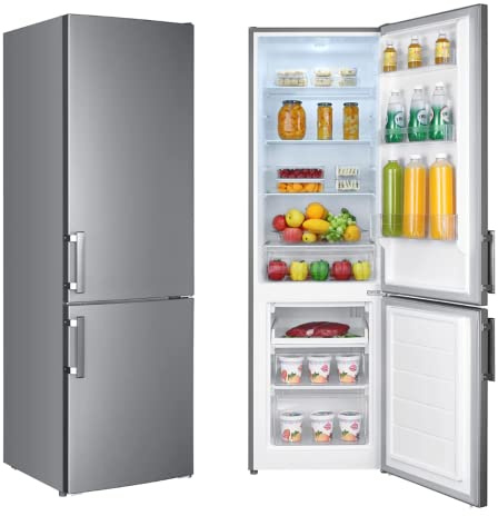 WOLKENSTEIN KGK280D Stand Kühl-Gefrierkombination | Inox Design | 180x55cm | 191L Kühlen+71L Gefrieren | Leiser Betrieb 40dB | Energieverbrauch 168kWh/Jahr | Silber