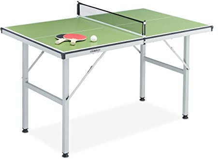 Relaxdays Tavolino Ping Pong, Tavolo Pieghevole da Interno, da Viaggio, Portatile, Misure HLP: 71 x 76 x 125 cm, Verde, Fibra di Legno, Set da 1 pz