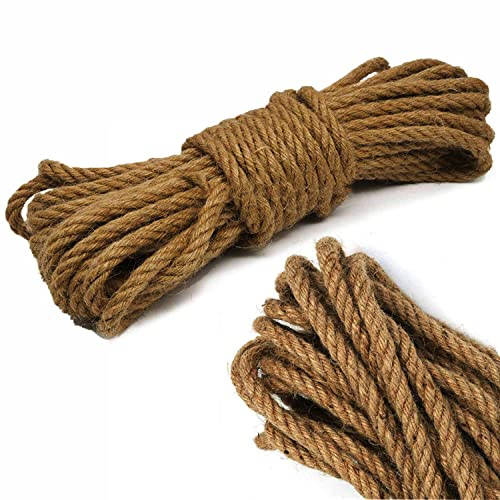 Lang horn Hamprep snöre, naturligt organiskt starkt tjockt juterep för trädgårdsarbete, buntning, vägghängning, hantverk gör-det-själv, kattklösning (6 mm)
