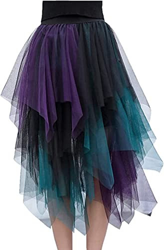 Damen Tüllrock Asymmetrisch Damen Tüllröcke Midirock Unregelmäßig Blau Tüllrock