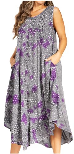 Sakkas Starlight Kaftanklänning för kvinnor, batikfärgad kaftan/strandöverdrag kaftan, 43-lila, one size