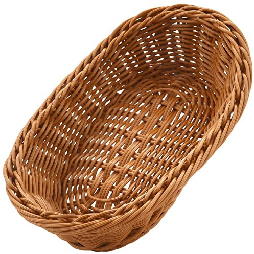 Torribaly Oval Brotkorb Geflochten, 10,2 Brötchenkorb Geschenk Korb, Weidenkorb Geschenkkorb Weidenkörbchen, Frühstück Flechtkorb Frühstückskorb für Lebensmittel, Kosmetik, Tischplatte