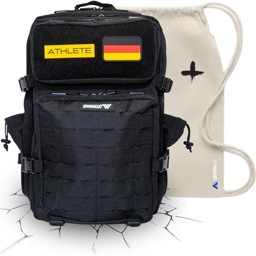GymWallet Fitness Trainings Rucksack Herren 45L, Wasserdicht, Militärisch Taktischer Assault Pack 3 Tage Sportrucksack, Molle System für Gym, Outdoor, Crossfit und Wandern