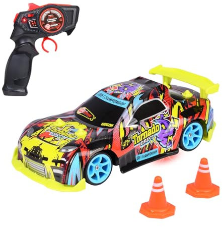 Dickie Toys - RC Auto Tornado Drift - ferngesteuertes Auto ab 6 Jahre mit Bodenbeleuchtung, Remote Control Car für Kinder mit 2,4 GHz Fernbedienung, Zubehör und Batterien, 10 km/h, 4WD