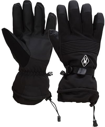 Spyder Women's Ski Gloves - Ripstop Fingertip Mountain Glove with Padded Faux Suede Palm - Insulated Gloves for Skiing (S-XL), Size Large, Black