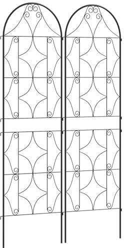 Outsunny Support pour Plantes grimpantes avec Motif irrégulier, Lot de 2, Treillis de Jardin, pour légumes, vignes, Fleurs, en métal, 50 x 180 cm, Noir