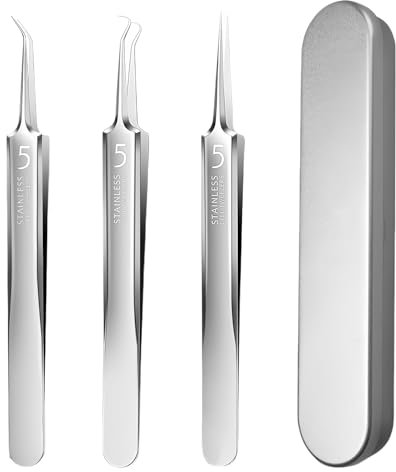 3 Pièces Pince Point Noir,Tire Comedon a Epiler Professionnelle,Points Noirs Lot de Precision Pinces Enleveur Nez Noir Pointe Outil,Précision Removal Brucelle Sourcil et Cils,pour Visage Les Boutons