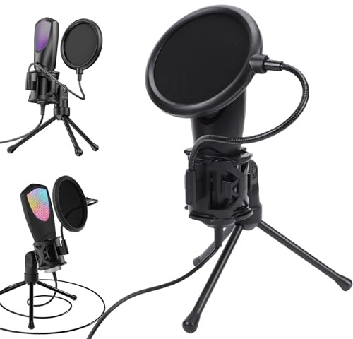 VBESTLIFE RGB USB -spelmikrofon, Brusavbrottskondensor MIC med Stativstativ Popfilter för PC -strömning, Studioinspelning