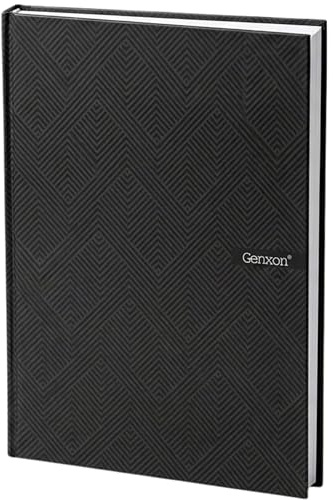 genXon Taccuino A4 con copertina rigida, 160 pagine, carta da 100 g/m², 10 mm, a righe, con margine, per casa, ufficio, scuola, quaderni per studenti, nero, blu, rosso (nero)