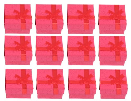 JOINPAYA Scatole Portagioie Fiocco Rosso Set da 12 Pezzi, Contenitori per Gioielli Spugna Interna, Custodie Portaoggetti per Anelli Orecchini Collane, Regalo per Donne Ragazze Matrimoni