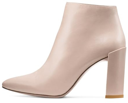 Stivaletti alla Caviglia con Tacco Alto alla Moda per Donna Stivaletti Corti Formali con Punta Sexy Eleganti Scarpe da Sera con Cerniera Laterale Stivali da Ballo per Feste,Beige,43 EU