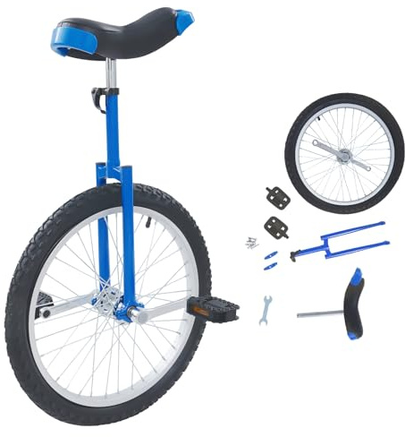 ROGONPDK Monociclo de 20 pulgadas, monociclo con 2 pedales, monociclo para adultos, monociclo de altura ajustable, monociclos para exteriores, para oficinistas, entusiastas del ciclismo y otros (azul)