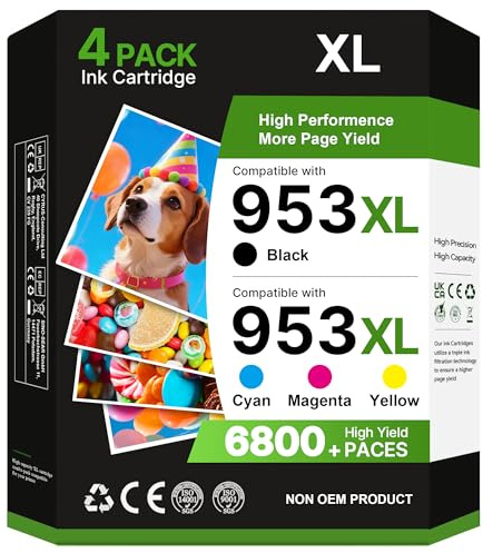 Glliter 953XL 953 XL Kompatibel für HP 953XL Multipack Kompatibel mit HP OfficeJet Pro 7720 Patronen für OfficeJet Pro 7740 7730 8710 8715 8720 8210 8725 8730 8740 (953XL Druckerpatronen,4er-Pack)