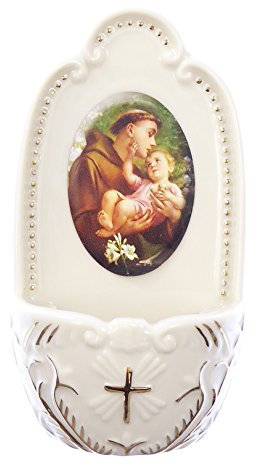 St. Anthony en porcelaine Petite taille du Bénitier 12,7cm Florentine Collection Cadeau Catholique