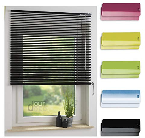 ourdeco® Aluminium-Jalousie / 160 x 160 Schwarz (Breite x Höhe) / Montage an Wand oder Decke, Premium Alu-Jalousie