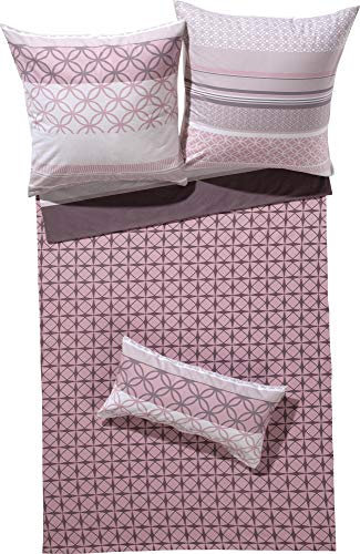 Erwin Müller Wende-Bettwäsche, Bettgarnitur, Bettwäsche-Set Feinbiber violett Größe 40x80 cm / 135x200 cm - mollig warm, temperaturausgleichend, mit Reißverschluss