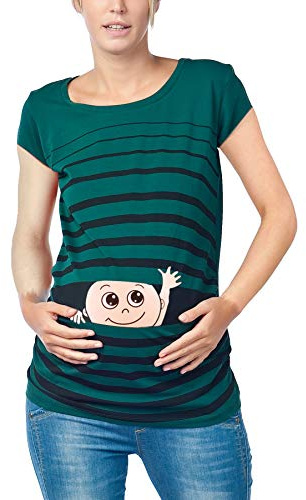 M.M.C. Vinkel vinkel baby – rolig rolig söt omständighetsläge randig omvårdnad tröja med motiv för graviditeten graviditetströja kort ärm