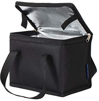TEAMOOK Foldable Lunch Bag Insulated Lunch Box Water-Resistant Leakproof Soft Cooler Bag Black 8-10 cans