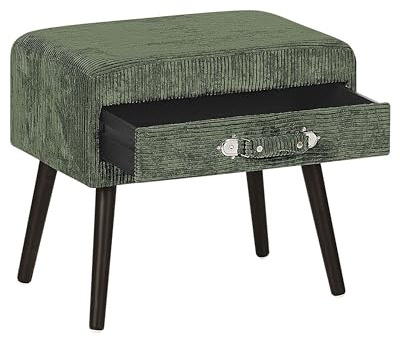 Beliani Lustiger Nachttisch 1 Schublade Koffer-Optik Kunstleder grün Eurostar