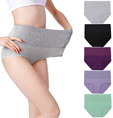 Fulyou Women's Briefs Underwear Tummy Control Cotton Panties High Waist Ladies Soft Stretch Underpants Knickers 10-12