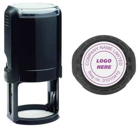 SD4U Company Logo Custom 42mm Circular Self-Inking Stamp | Upload your logo or design; 42mm round impression, Violet ink; self-inking for packaging, labels and stationery.