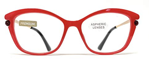 new modèle Dernière mode Lunettes de Lecture pour femmes Lunettes de Vue Presbyte +1.0 à +3.5 Grand Designer Style Perl (Rouge, +2.50)