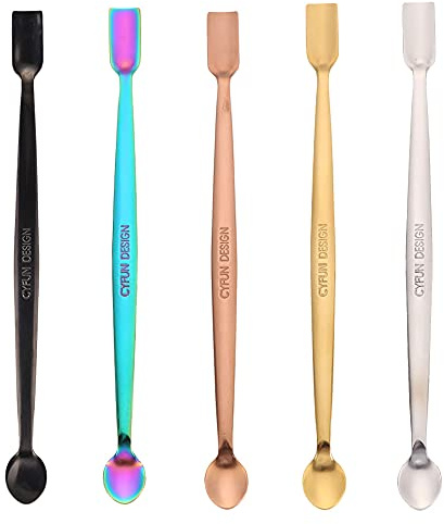 CYFUN DESIGN 5 Colors 304 Stainless Steel Craft Spoons Set for DIY Scrapbooking Glitter Embossing Powders Sequins and Other Small Embellishment Craft Cardmaking High Lighten