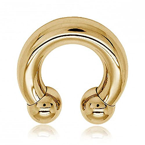 viva-adorno Hufeisen Piercing Intimpiercing Nasenring CBB Horseshoe Chirurgenstahl 316L XXL dick Z427, 8 x 16 x 12mm / Gold
