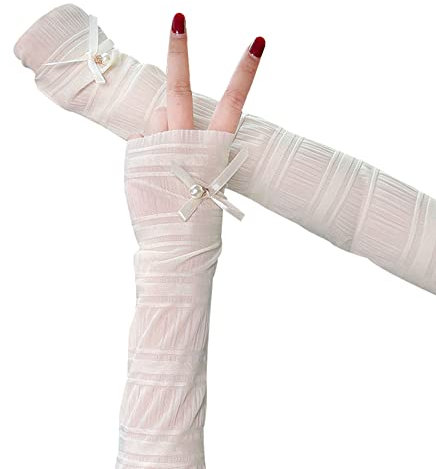 Ekakashop Damen Armstulpen 1 Paar UV-Sonnenschutz Ärmlinge Ärmel Arm Sleeves Armwärmer Elegante Blumen Spitzen lange Handschuhe Fahrradhandschuhe für Fahren,Radfahren,Golf volleyball zubehör,Beige
