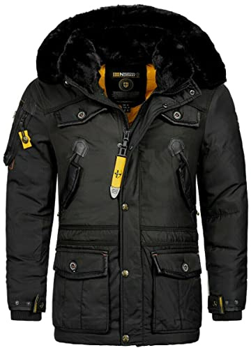 Geographical Norway warme Herren Winter Jacke FVSB Parka Outdoor ACORE Luxus SKI, Farbe:Schwarz, Größe:XL
