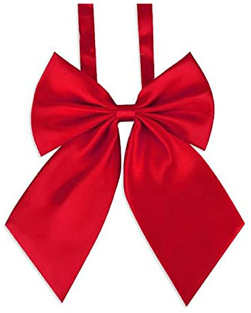 LOPURO Lady Adjustable Pre-tied Bow Tie, Pre Women Uniform Bow Tie Solid Color Bowties for Women Cosplay Party (red)