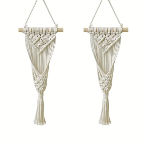 Avoik Makramee Gewebt Wandbehang, 2PCS Boho Heimdekoration Schicke Wandkunst Hängende Dekoration Handgemachter Gewebter Wandteppich für Schlafzimmer Wohnzimmer Bauernhaus Wohnung Schlafsaal