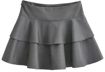 Falda de Pastel de Varias Capas con Volantes y Cintura Alta de Verano para Mujer Falda a la Cadera versátil y (FR/ES, Letras, M, Regular, Regular, Gris)