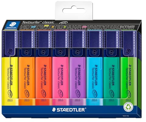STAEDTLER 364 C8 Textsurfer Classic Highlighter - Assorted Colours (Card Pack of 8)