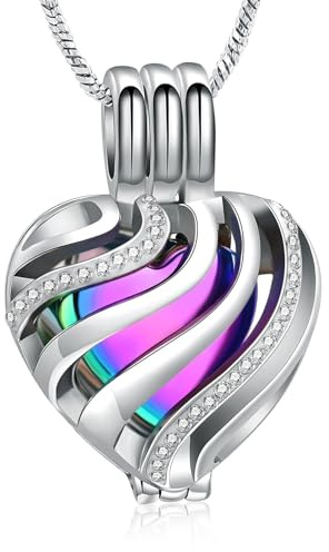 QGJNSGC Collier urne funéraire pour cendres en forme de cœur - Bijou souvenir - Médaillon pour cendres - Pour homme et femme, Acier inoxydable