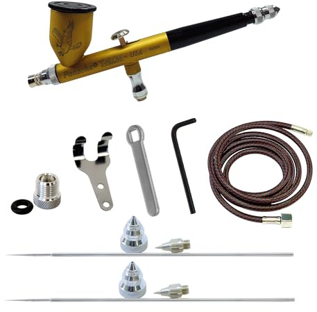Paasche Airbrush C-TG1-GB Double Action Gravity Feed Airbrush. Includes Three Head Sizes. with Custom Gold-Black Coloring. (Airbrush Made in The USA)