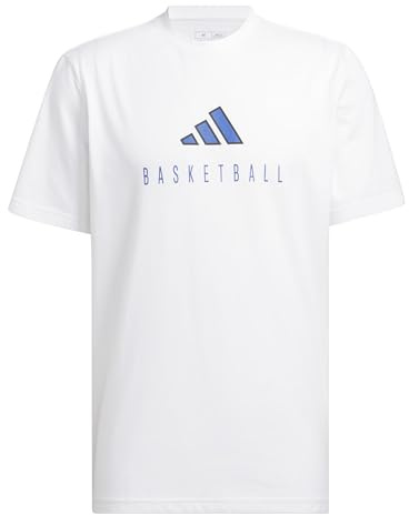 adidas Herren Worldwide Hoops Logo Performance Graphic Tee, White, M
