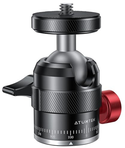 ATUMTEK Kugelkopf 360° Panorama, Aluminiumlegierung Kamerakugelhalter 20mm, Trgkr: 5 kg/11 lbs, Mini Stativkopf Kugelkopf Kompatibel mit Kameras, Stative, ideal für Reise- und Outdoor-Fotografie