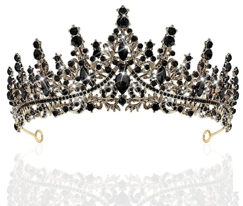 Couronne De Mariage Vintage Noir Avec Strass Pour Femme Diadème Élégant Pour Mariée Anniversaire Et Événements Spéciaux