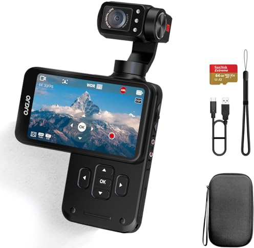 ORDRO M5 5K Vlogging Camera with 3-Axis Gimbal, 5K 30fps/4K 60fps Video, 120° Wide Angle, IR Night Vision, 3.5'' Rotatable Touch Screen, Face Tracking & 64GB Card for YouTube TikTok