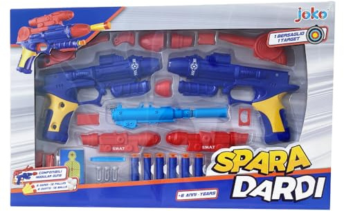 Pistola giocattolo per bambini set 2 blaster spara dardi pallini con accessori