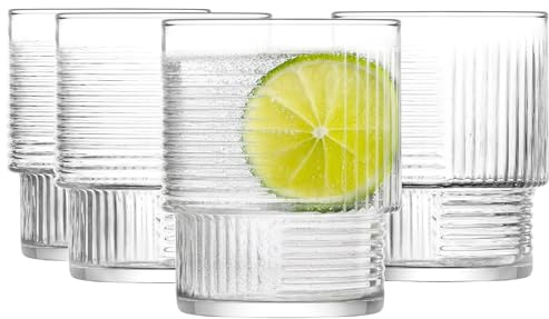 Glasmark KROSNO 1992 Lot de 4 à boire, à cocktail, bas, lavables au lave-vaisselle, transparents, 320 ml