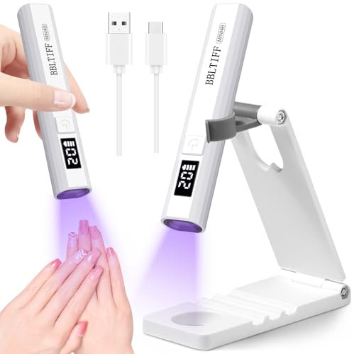 BBLTIFF UV Lampe für Gelnägel, Mini uv Lampe für Nägel mit USB-Ladekabel und Klappbarem Ständer, Klein LED Nagellack Trocknergerät für Nagellack Wiederaufladbar & 2 Timing-Modi