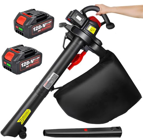 Souffleur de Feuilles sans Fil, aspirateur et broyeur de Jardin, souffleur de Feuilles électrique 40 V 6 Vitesses 156 CFM, 2 aspirateurs à Feuilles alimentés par Batterie de 4,0 Ah pour l'entretien