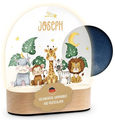 Lilleta ® Personalisiertes Nachtlicht für Baby & Kinder - Tierwelt (004.04) - Personalisierte Geschenke Baby - Geschenk zur Geburt, Taufgeschenk Mädchen Junge, Babygeschenke, Neugeborenen Nachtlampe