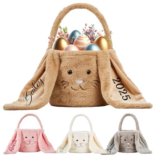 Personalisierte Osterkörbchen - Monogrammiert mit Namen,Osterkorb Kinder,Ostereierjagd Körbe,Osterkörbchen mit Henkel,Ostergeschenke für Kinder