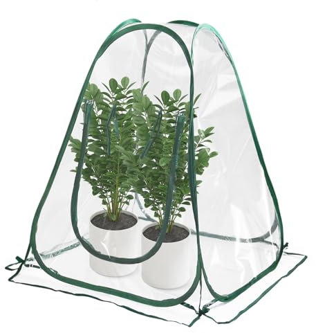 Petite serre - Tente d'hivernage pour plantes - 70 x 70 x 80 cm - Protection hivernale pour plantes - Tente d'hivernage avec fermeture éclair - Mini serre - Protection hivernale pour plantes - Pliable